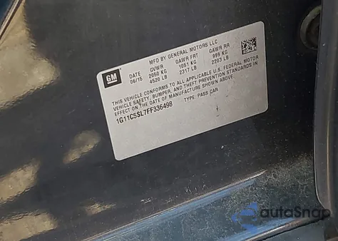 2015 Chevrolet Malibu 1Lt z USA, uszkodzony, nr VIN 1G11C5SL7FF336498